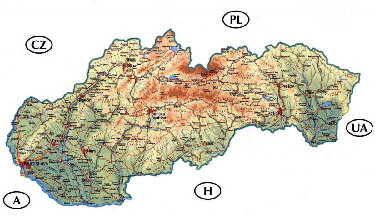 详细的地图斯洛伐克