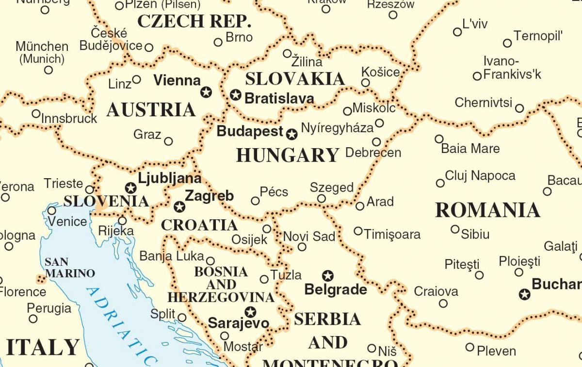 地图斯洛伐克周边国家