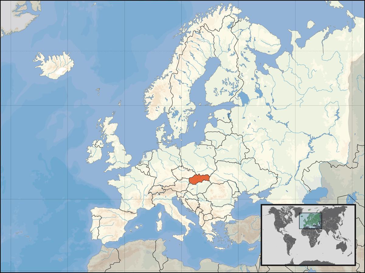 斯洛伐克在世界地图上的位置
