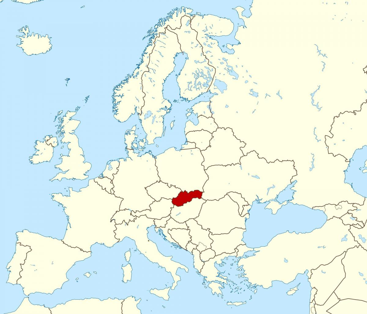 地图斯洛伐克的欧洲地图