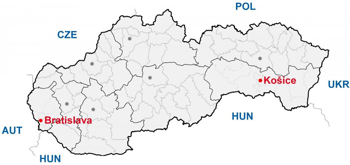地图科希策斯洛伐克