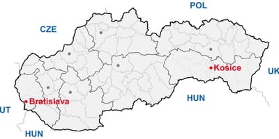地图科希策斯洛伐克